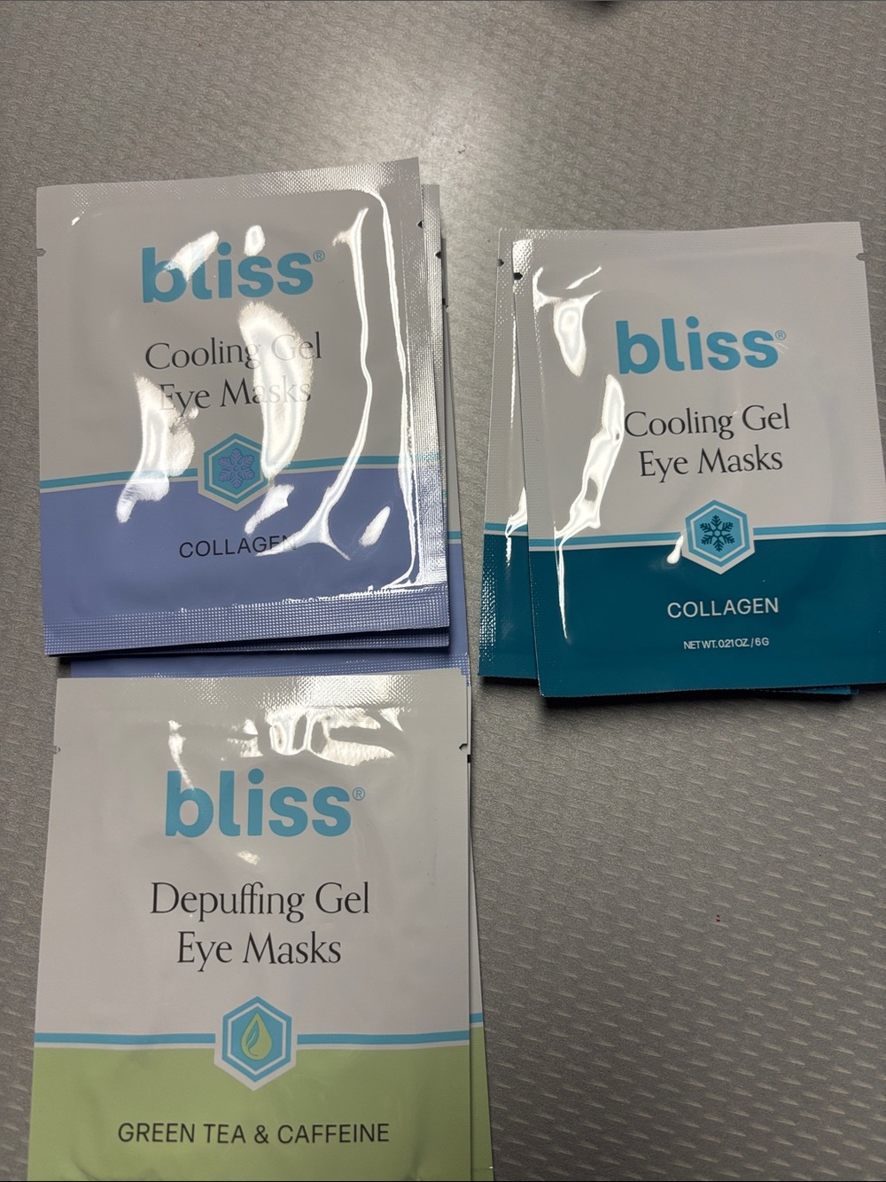 Bliss- de puffing,and cooling collagen eye masks Lot of 12. 4 each